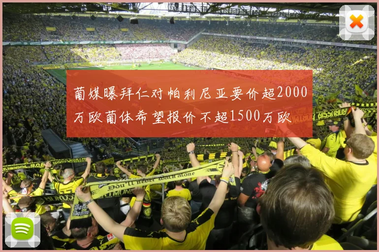 葡媒曝拜仁对帕利尼亚要价超2000万欧葡体希望报价不超1500万欧
